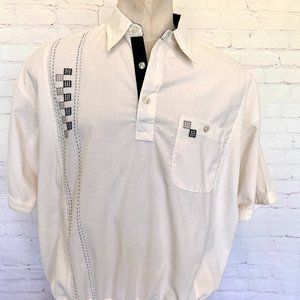 90's John Blair - Off White Pullover Short Sleeve Polo Shirt - Size 2XL
